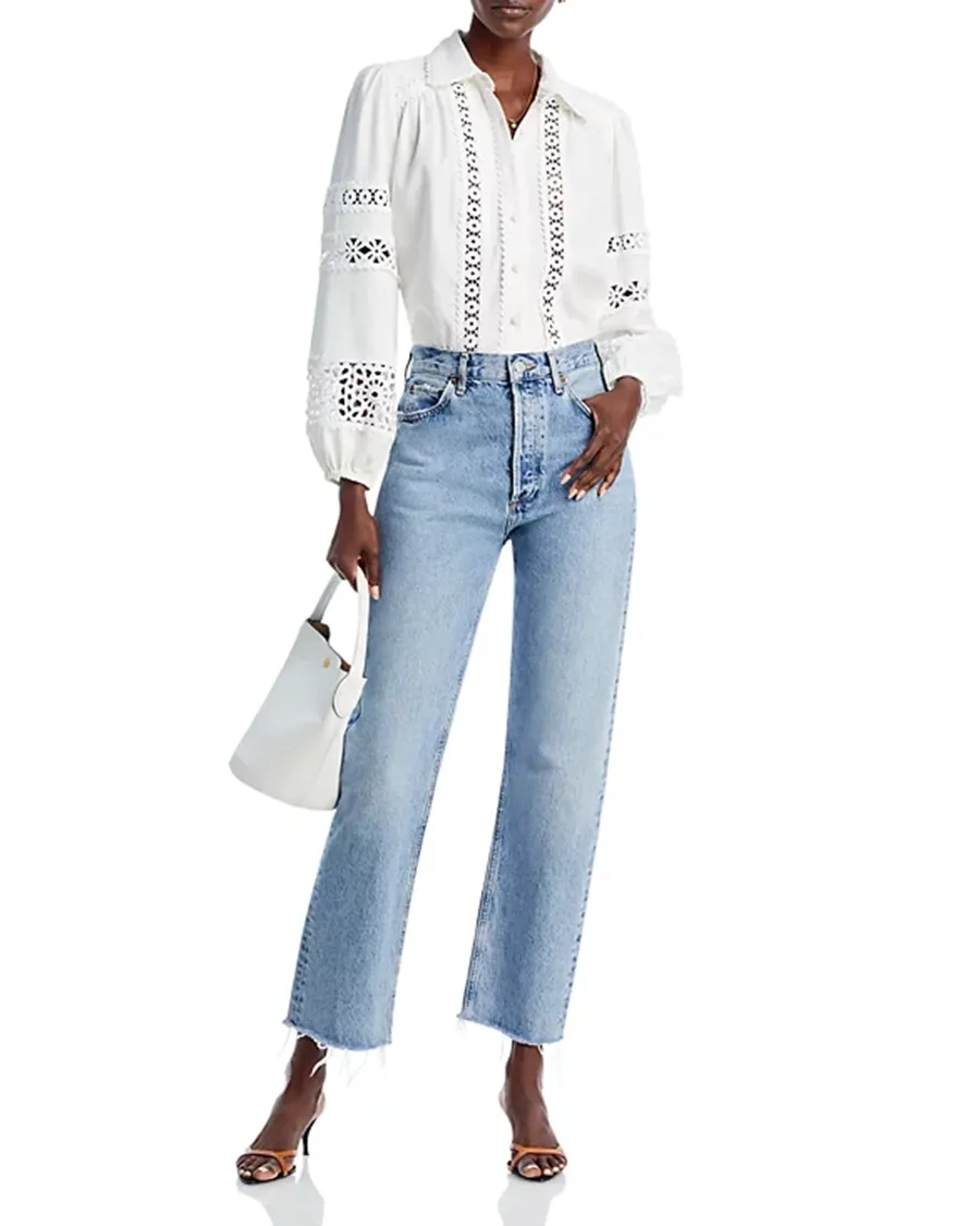 Long Sleeve Lace Button Up Shirt