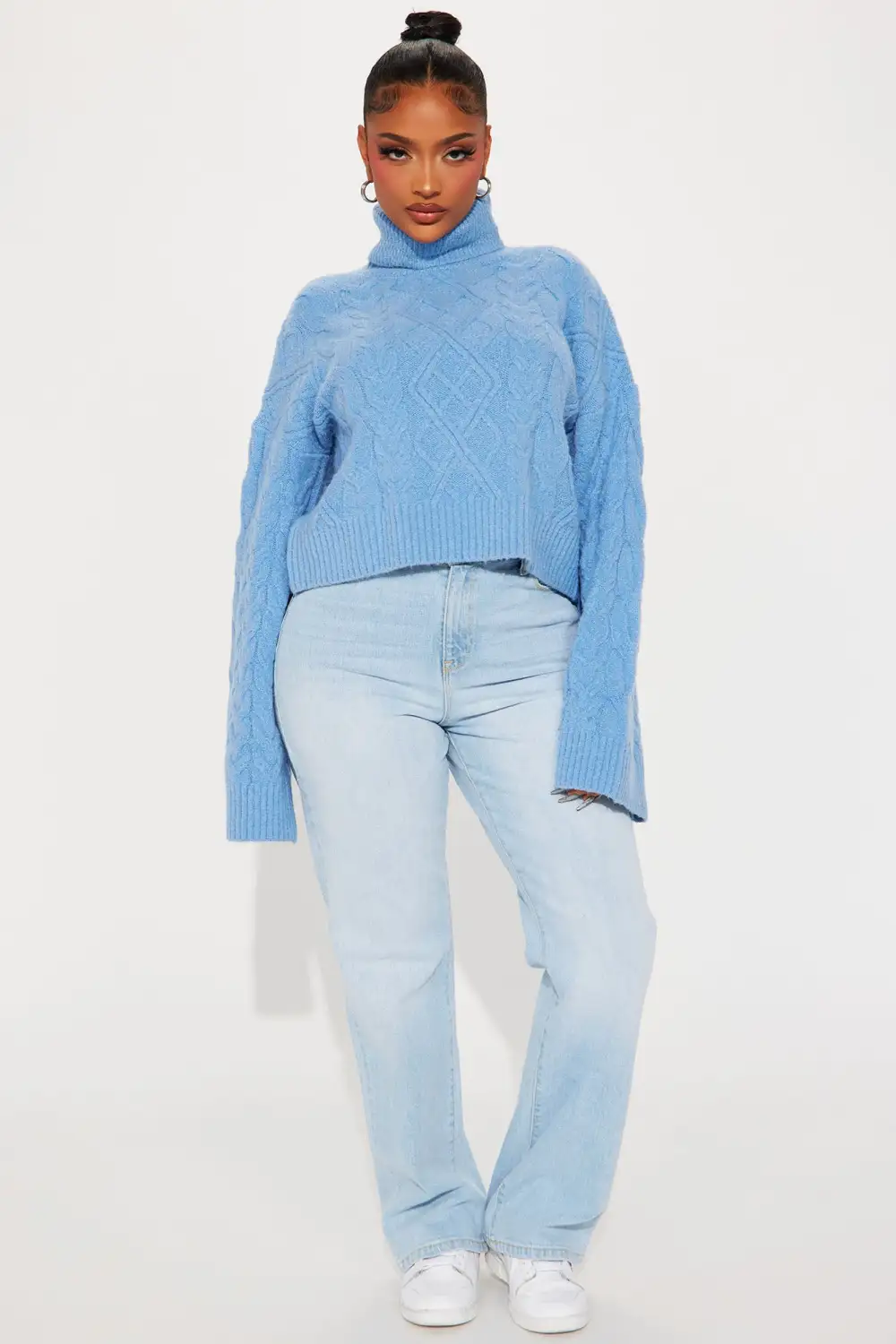 Endless Cuddles Cable Knit Sweater - Blue