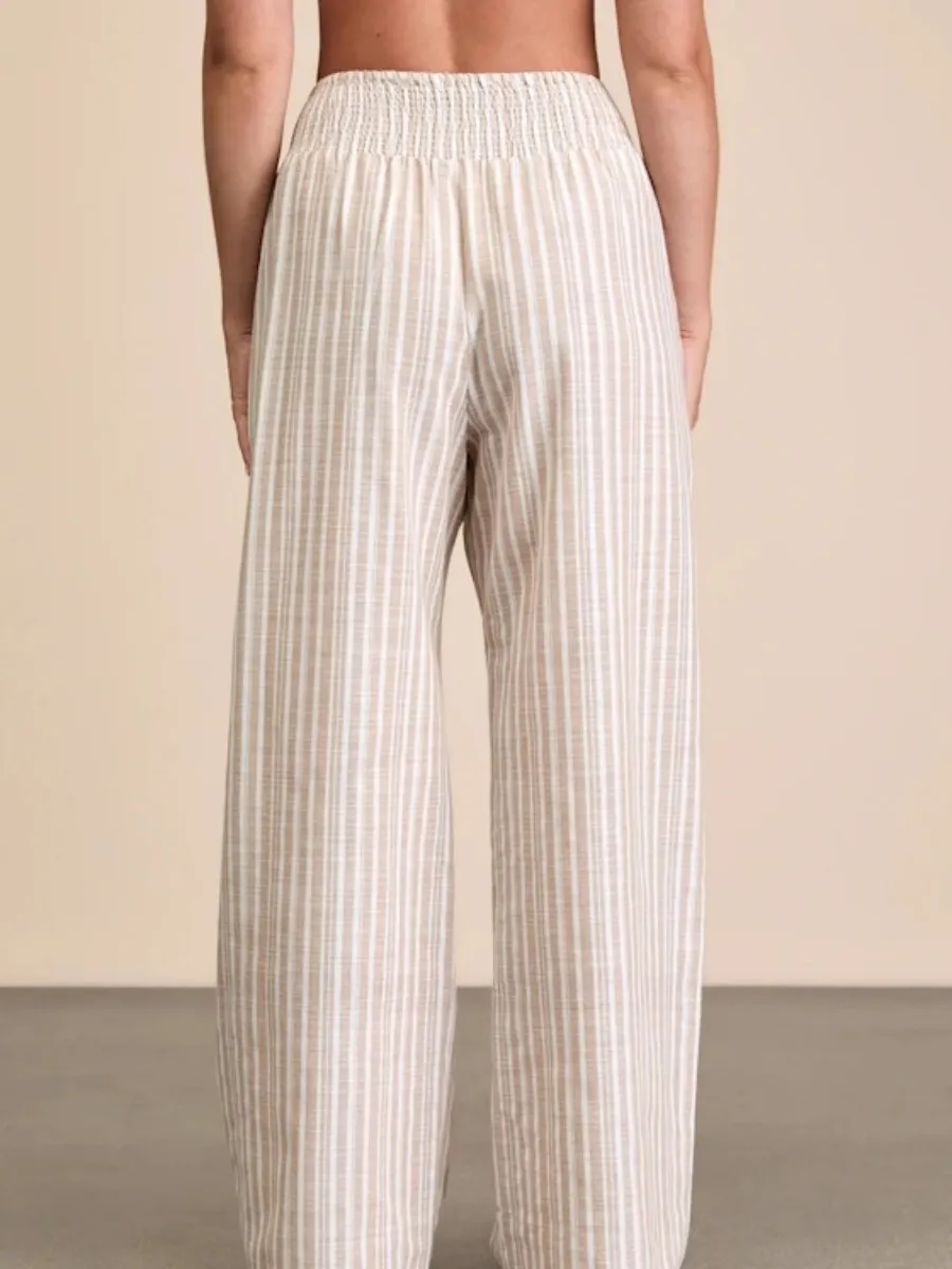 Smocked Waist Striped Pants