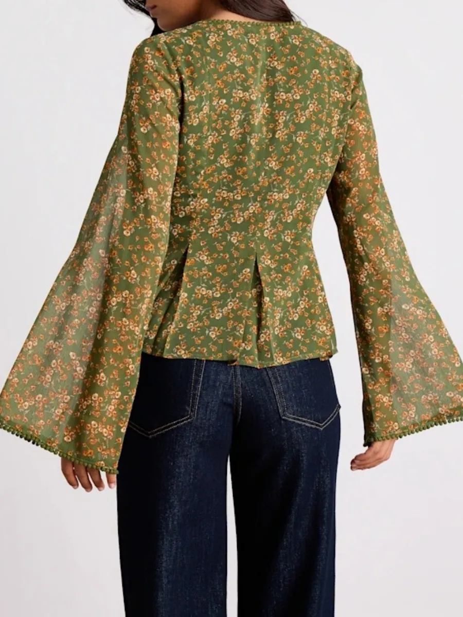 Floral V-Neck Blouse