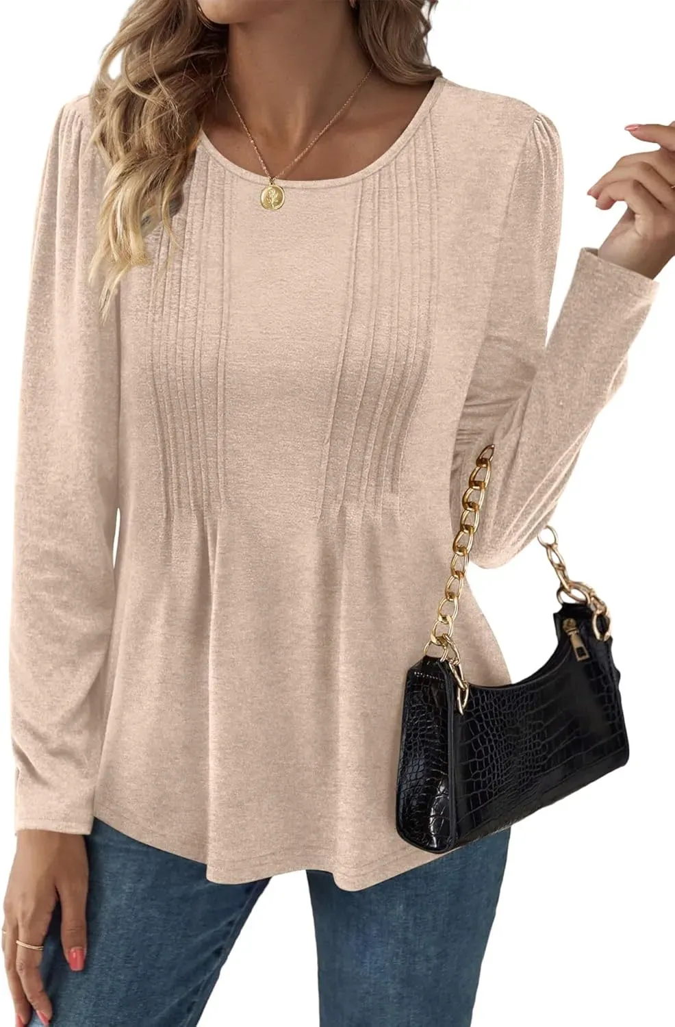 WIHOLL Blouses for Womens Dressy Casual 2024 Fall Tops Long Sleeve Shirts Loose Fit Tunics