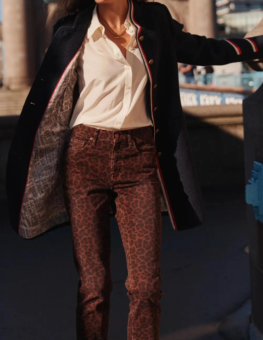 Leopard - Print Girlfriend Jeans