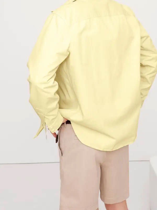 Men's Butter Yellow Stylish Casual Cotton Jacket