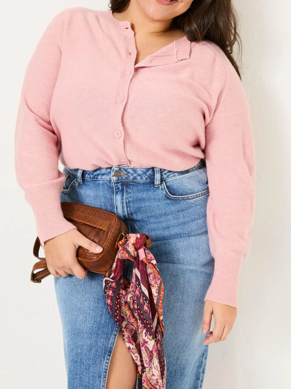 Mid Pink Selah Knitted Button Front Cardigan