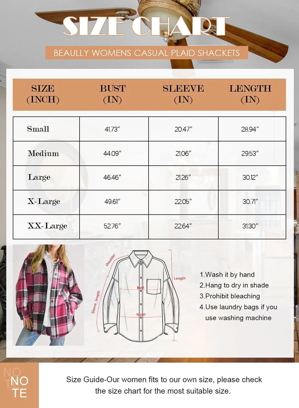 Women's Flannel Plaid Shacket Long Sleeve Button Down Chest Pocketed Shirts Jacket Coats