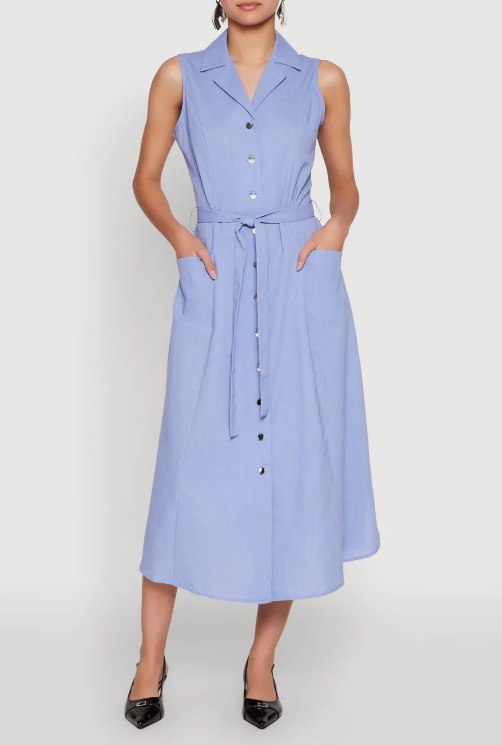 Sleeveless Flip Collar Dress