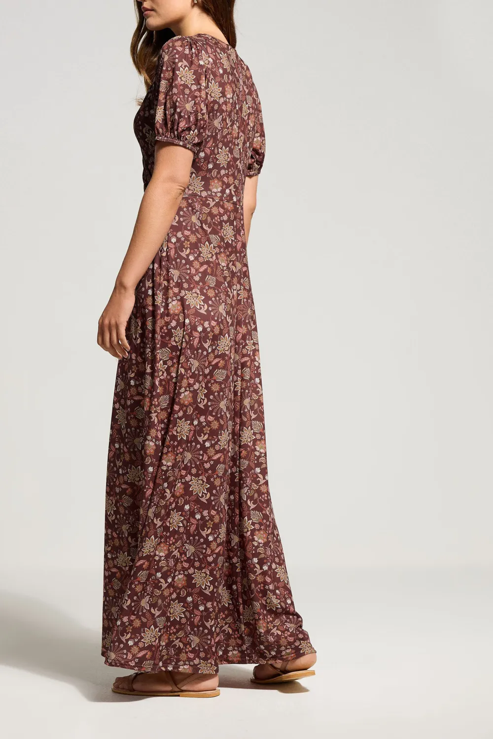 Orange Wrap Short Sleeves Maxi Dress