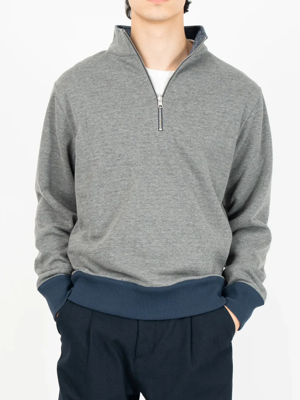 Navy Casual Style Half Zip Sweatshirt