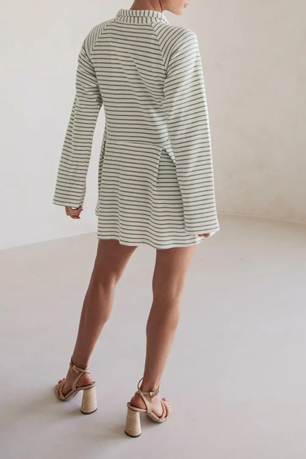 Striped Long Sleeve Button Up Mini Dress