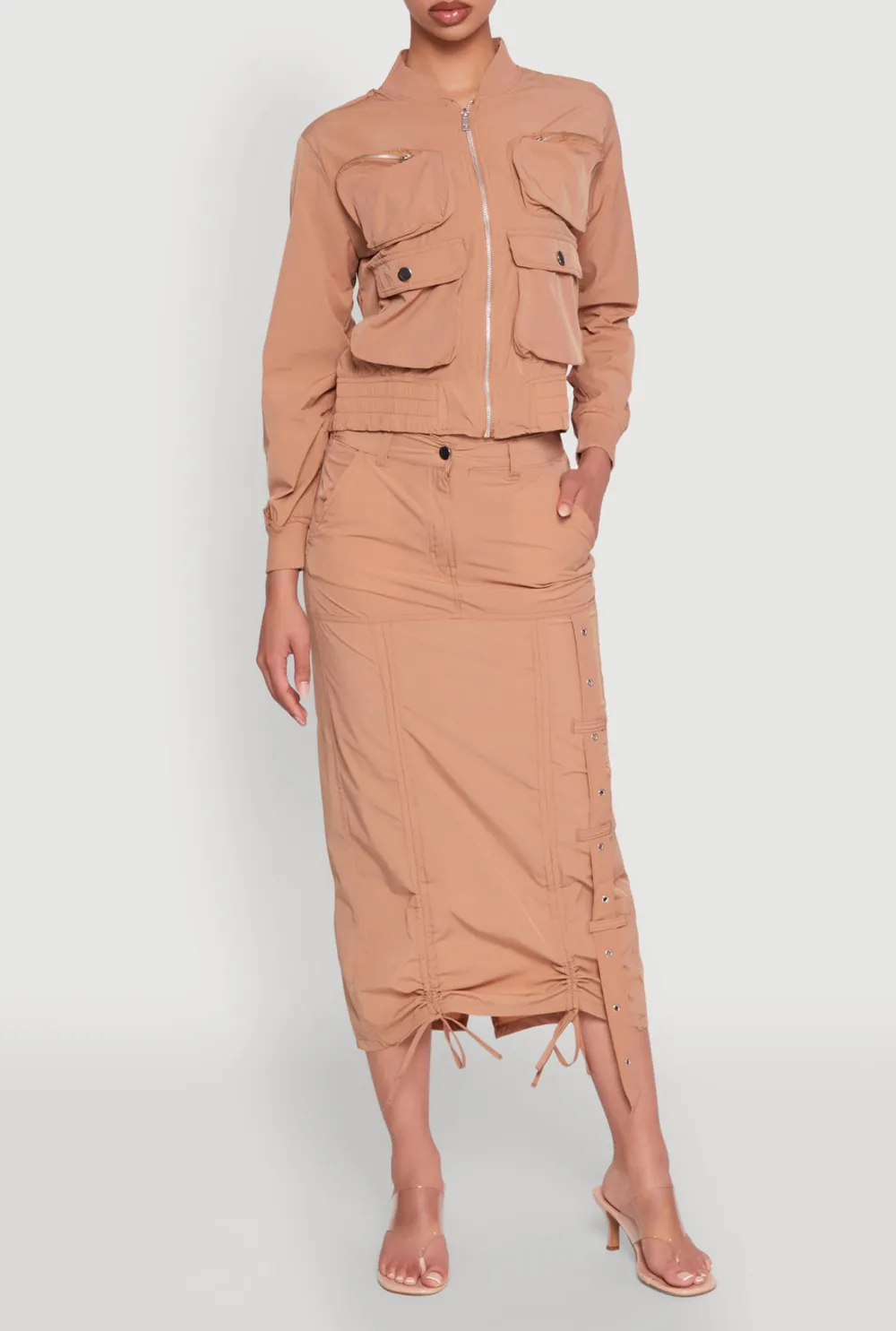 Mid Length Slit Skirt