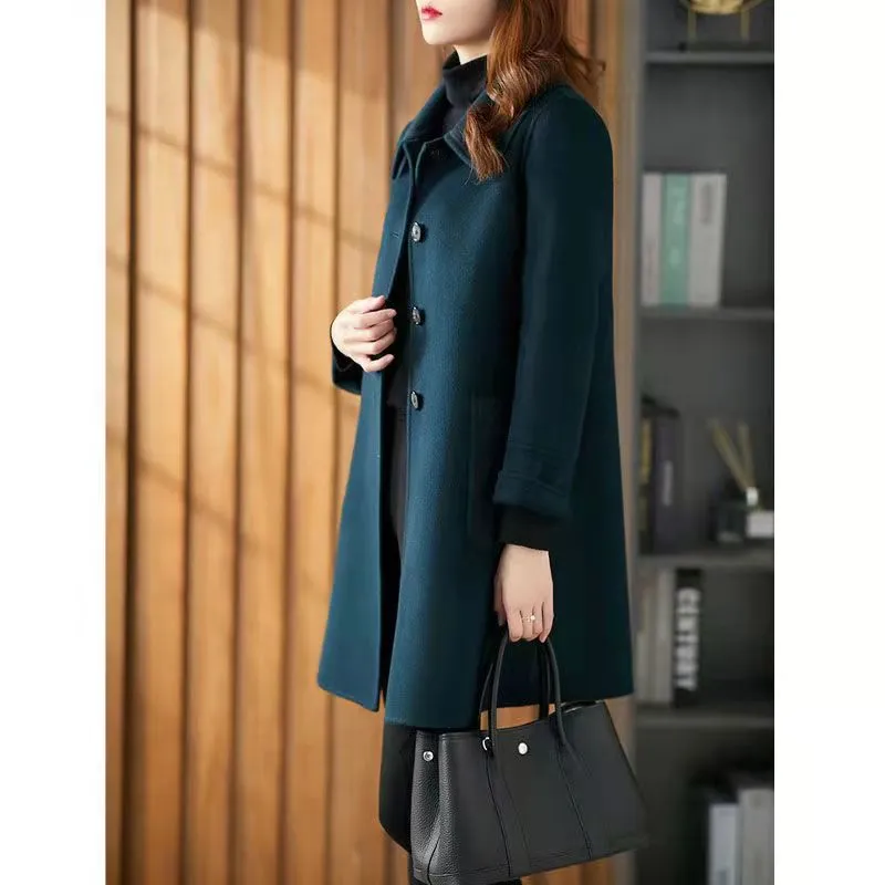 Solid Double Face Faux Woolen Coat