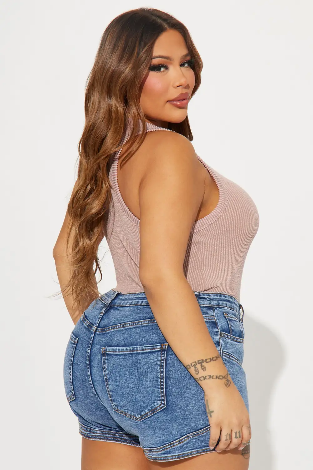 Not Amused Ribbed Bodysuit - Taupe