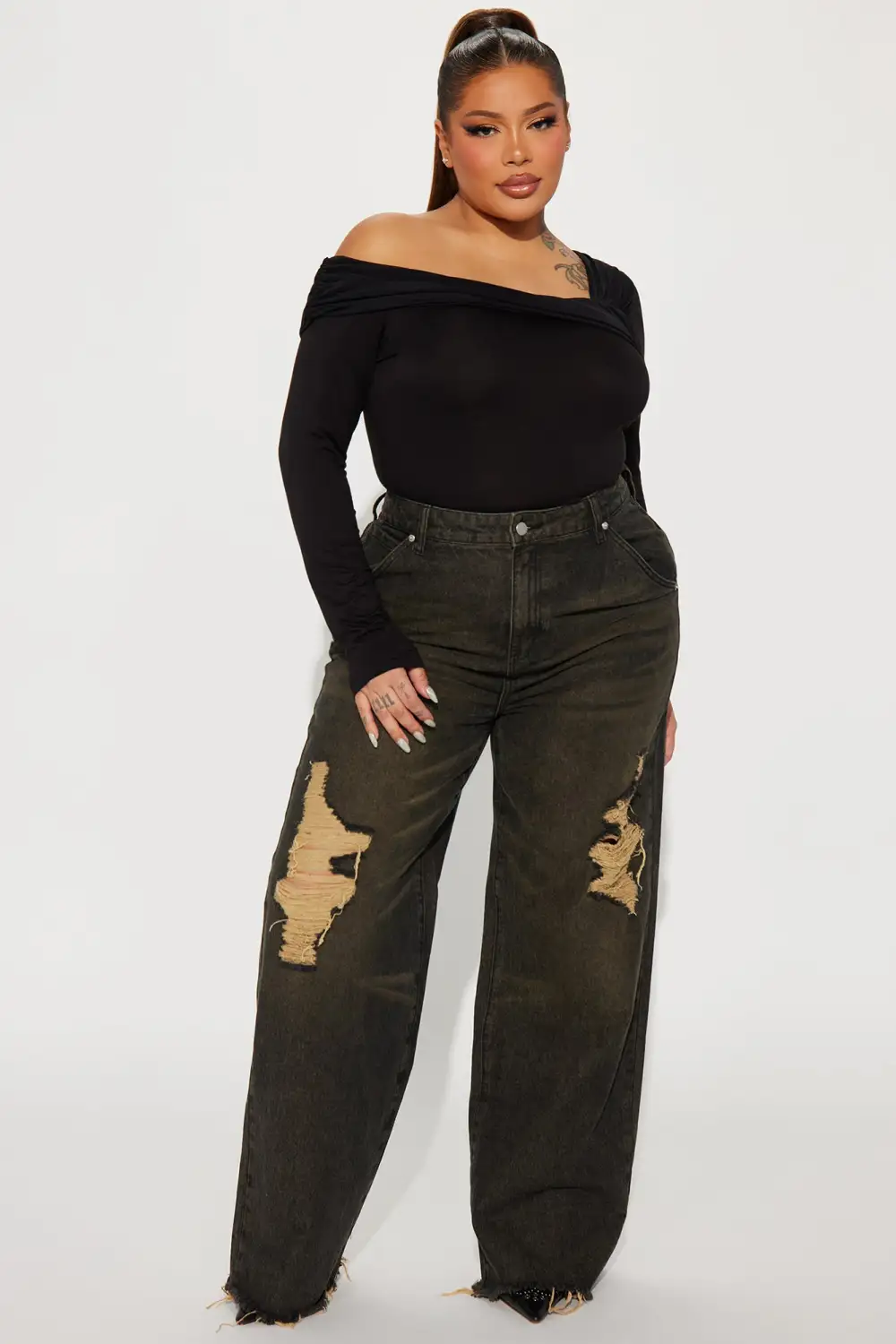 Alessandra One Shoulder Top - Black