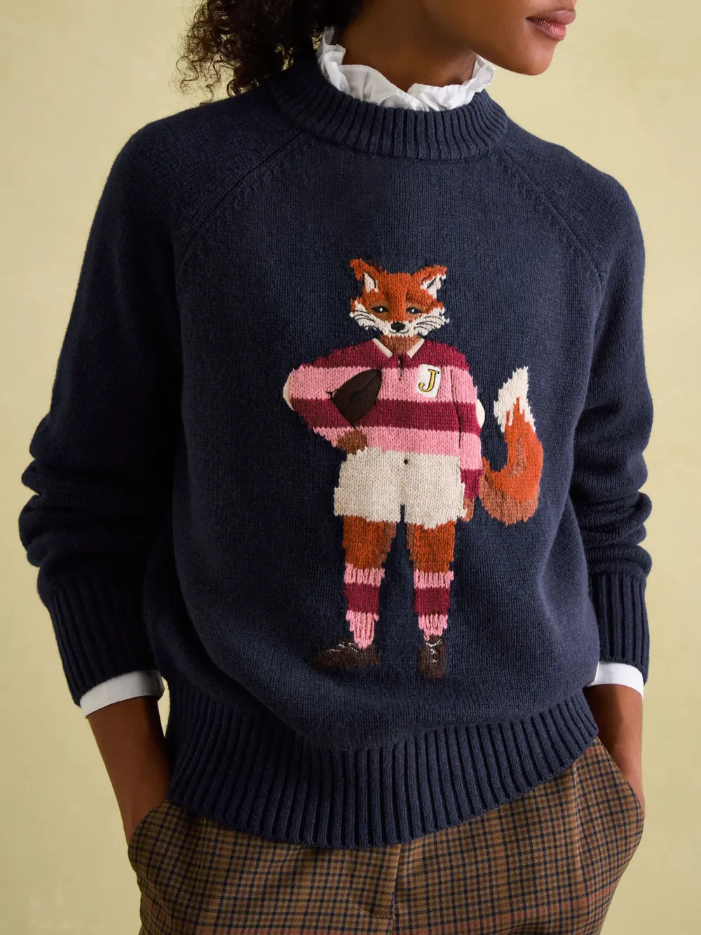 Dark Green Intarsia Fox Knit Jumper