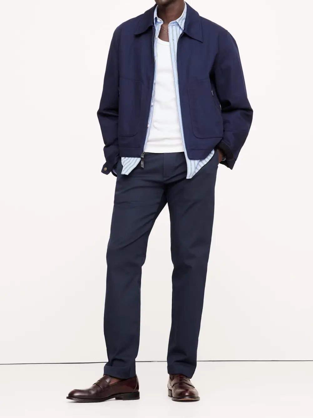 Skin-Friendly Navy Blue Cotton Stretch Men's Trousers