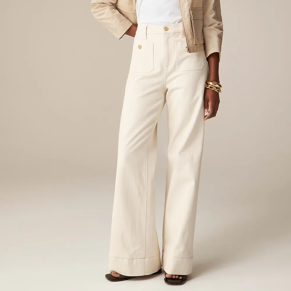 Wide-Leg Pocket Denim Trousers