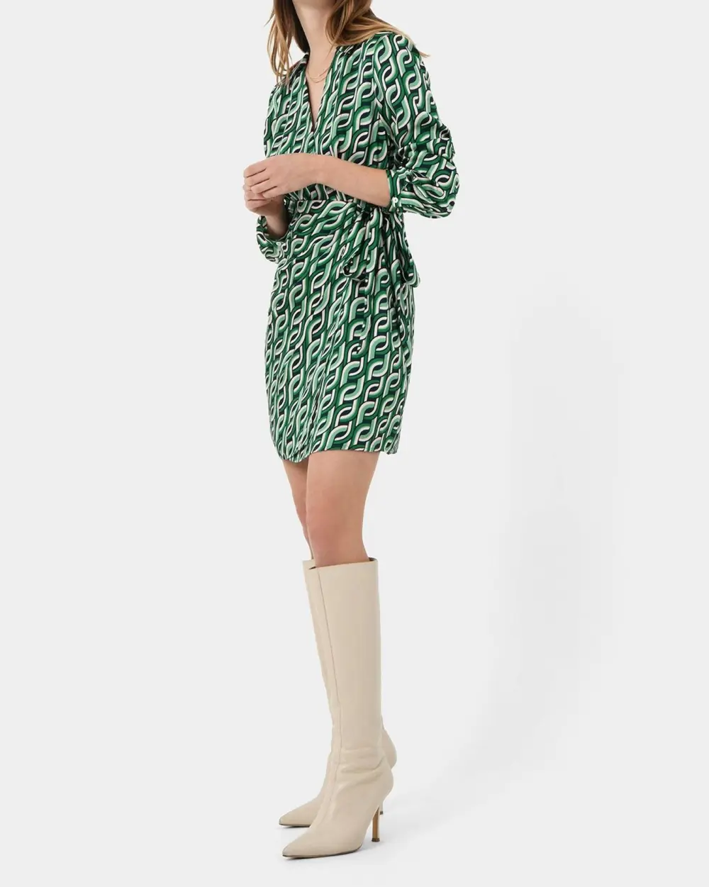 Contemporary Printed Mini Wrap Dress