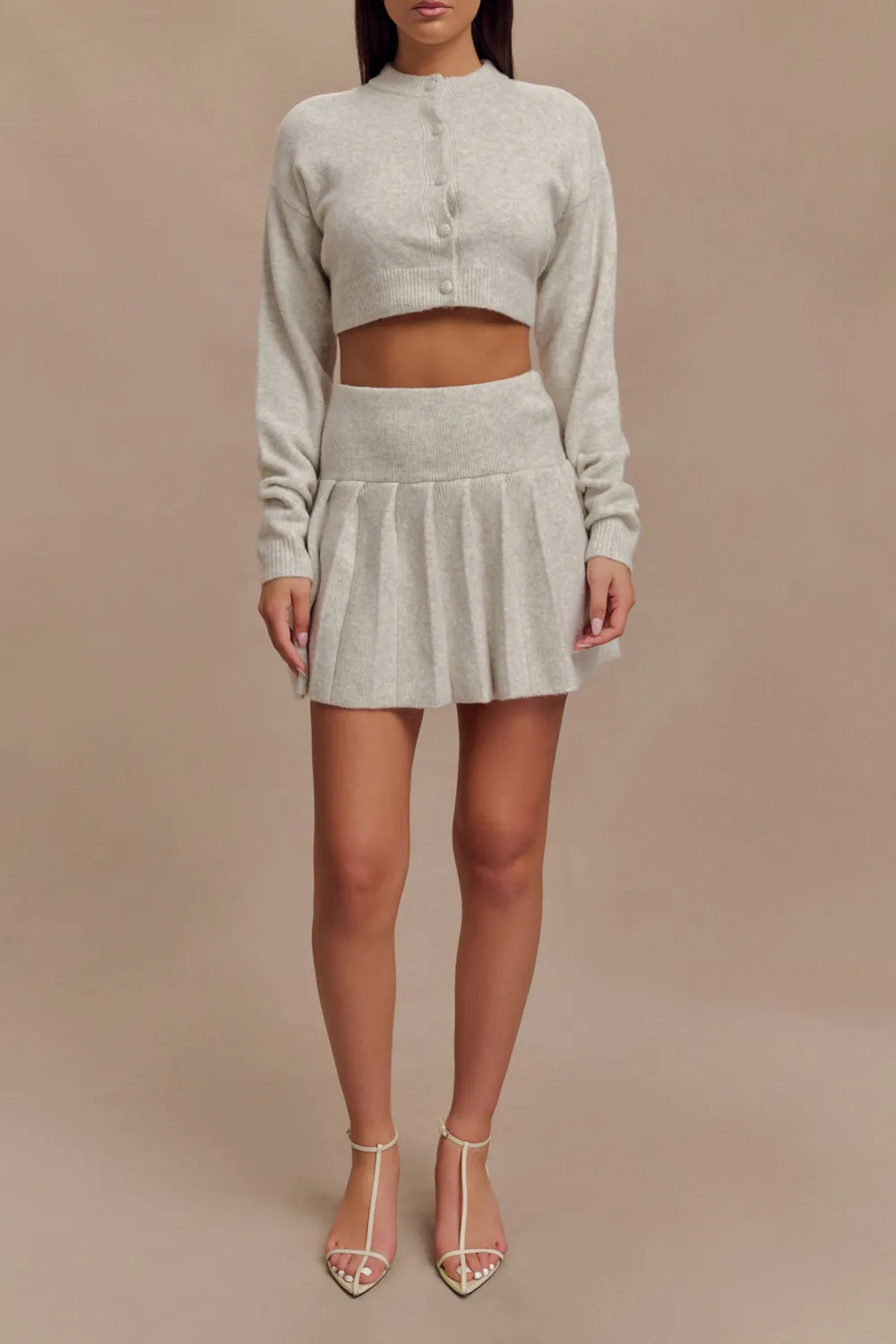 Pleated Knit Mini Skirt