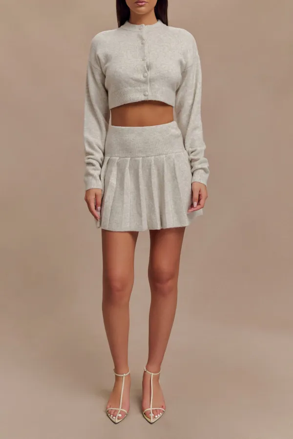 Pleated Knit Mini Skirt