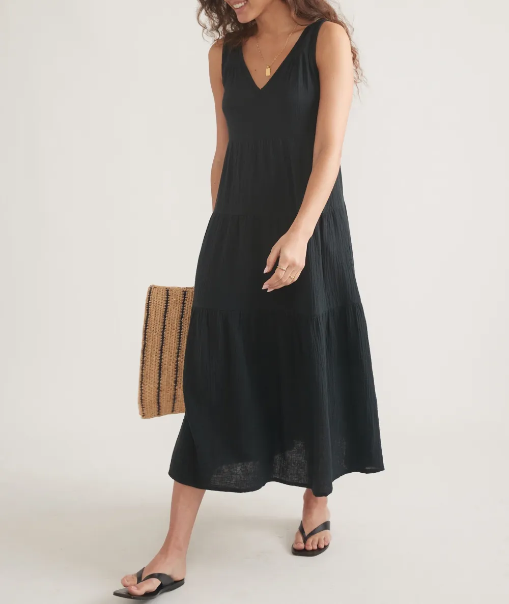 Black Double Cloth Pocketed Dress