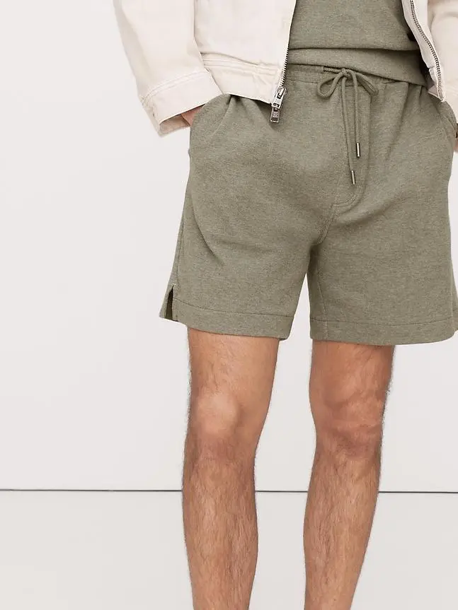 Men's Dark Cypress Green Cotton Knitted Elastic Shorts