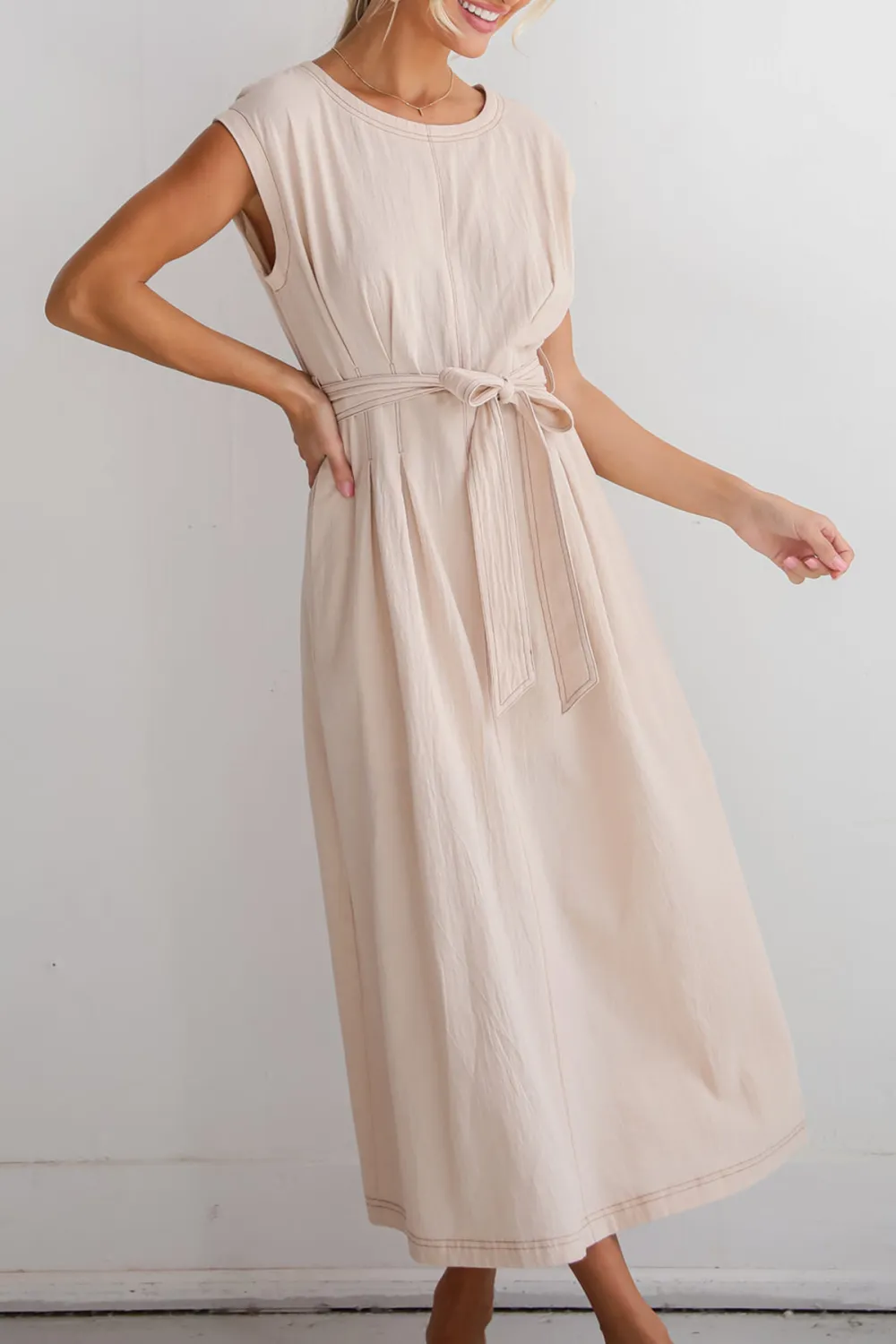 Easy To See Natural Midi Dress