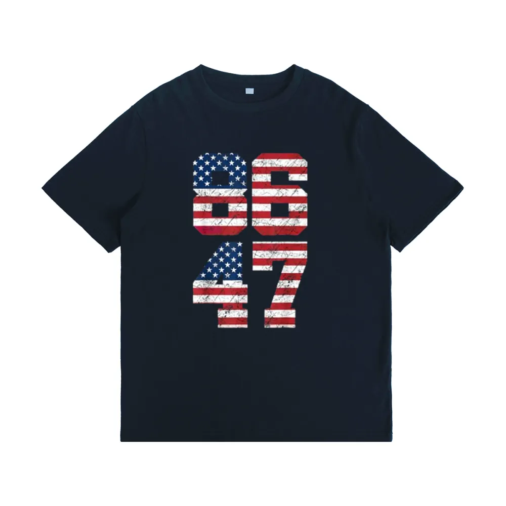 Anti Trump 8647 86 47 Retro Anti-Trump US Flag Impeach 47 US T-Shirt