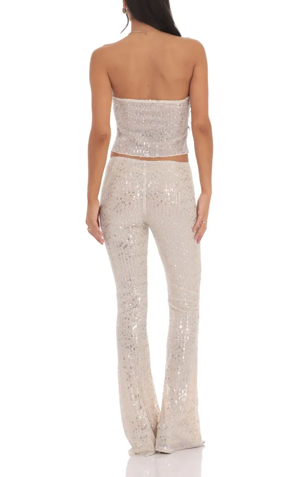 Flyaway Sequin Two Piece Set in Champagne