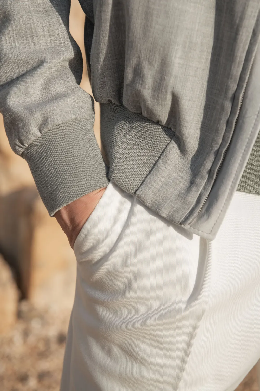 Grey Short Jacket In  Fabric