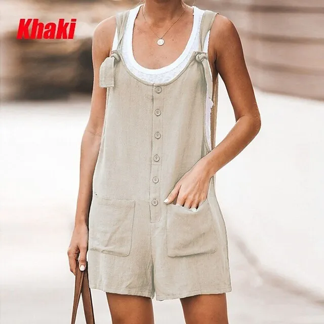 Women's Fashion Streetwear Overalls Short Pants Daily Weekend Inelastic Plain Linen / Cotton Blend Breathable Soft Mid Waist Loose Green Black Army Green Fuchsia Khaki S M L XL XXL