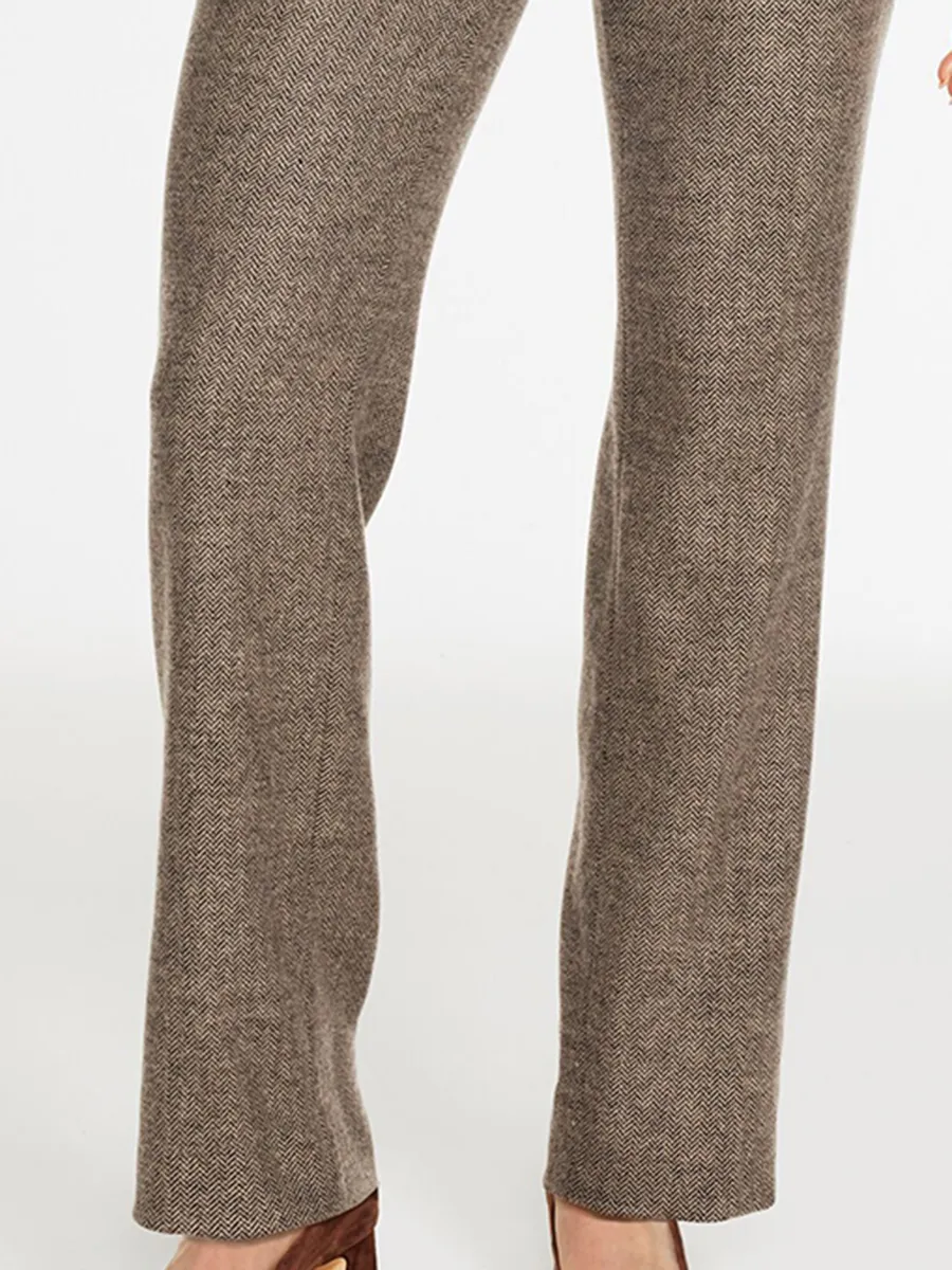 Women'S Herringbone Twill Chino Mid-Rise Straight-Leg Pants