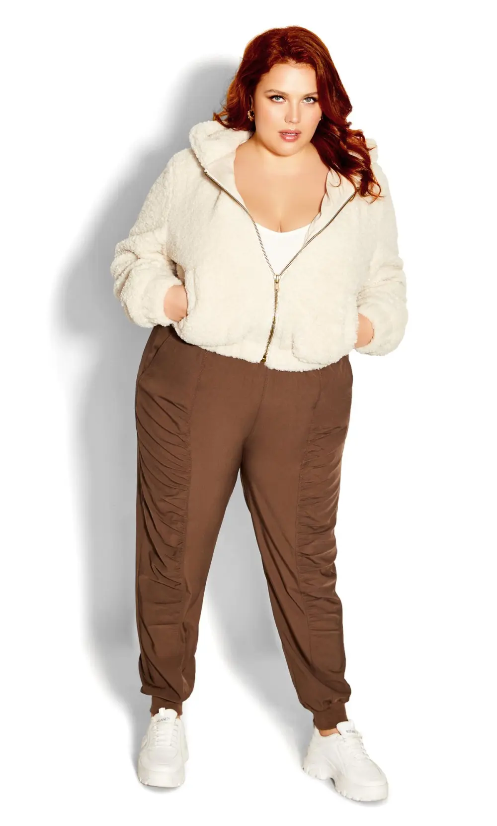 Evans Cream Fluffy Jacket