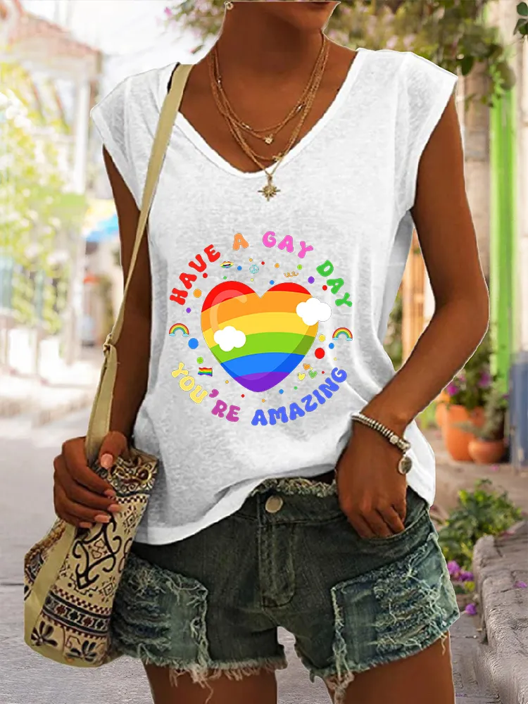 Women's Have A Gay Day You Are Amazing V-neck Vest