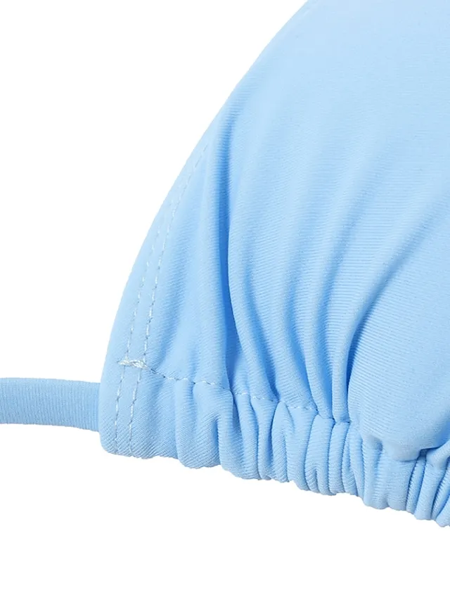 Women's Swimwear Bikini 2 Piece Normal Swimsuit Glitter Solid Color Black White Yellow Red Blue Plunge Bathing Suits Sexy Vacation Fashion