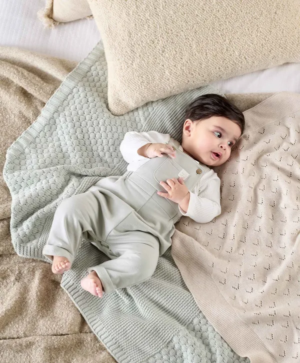 Bodysuit & Jersey Dungarees Outfit Set - Green