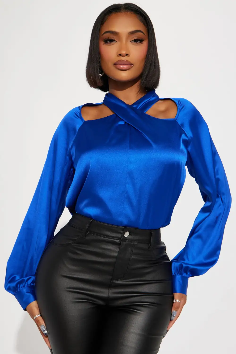 I Am The Gift Satin Blouse - Royal