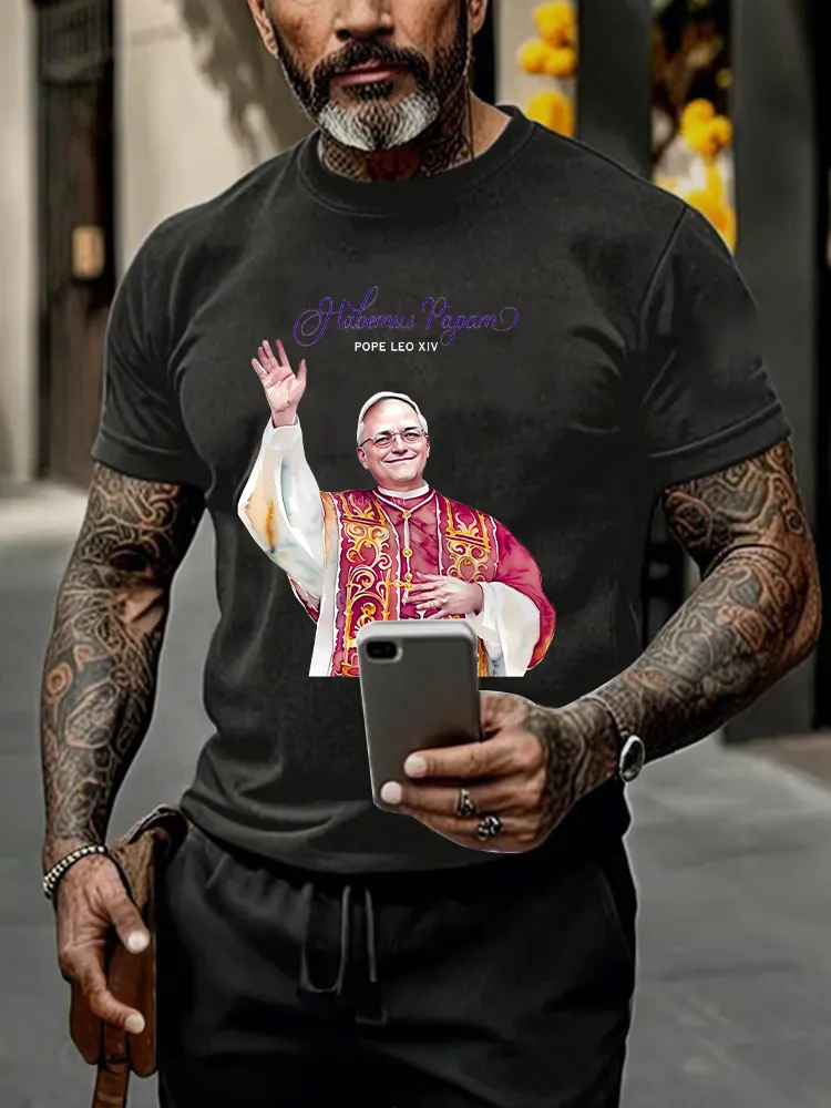 Men'S Habemus Papam Pope Leo Xiv Printed T-Shirt