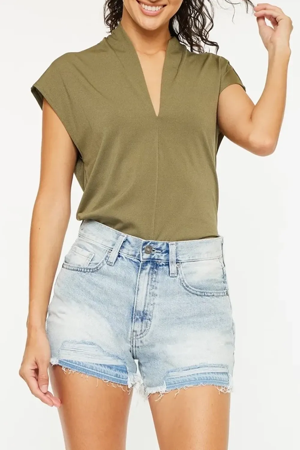 Light Blue Classic Versatile Slim-Fit Shorts