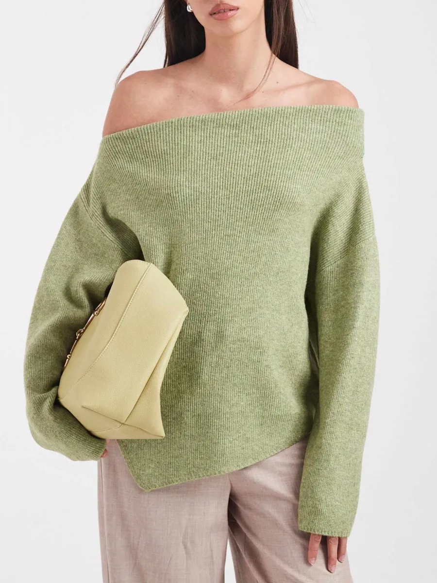 Off-Shoulder Rib-Knit Sweater