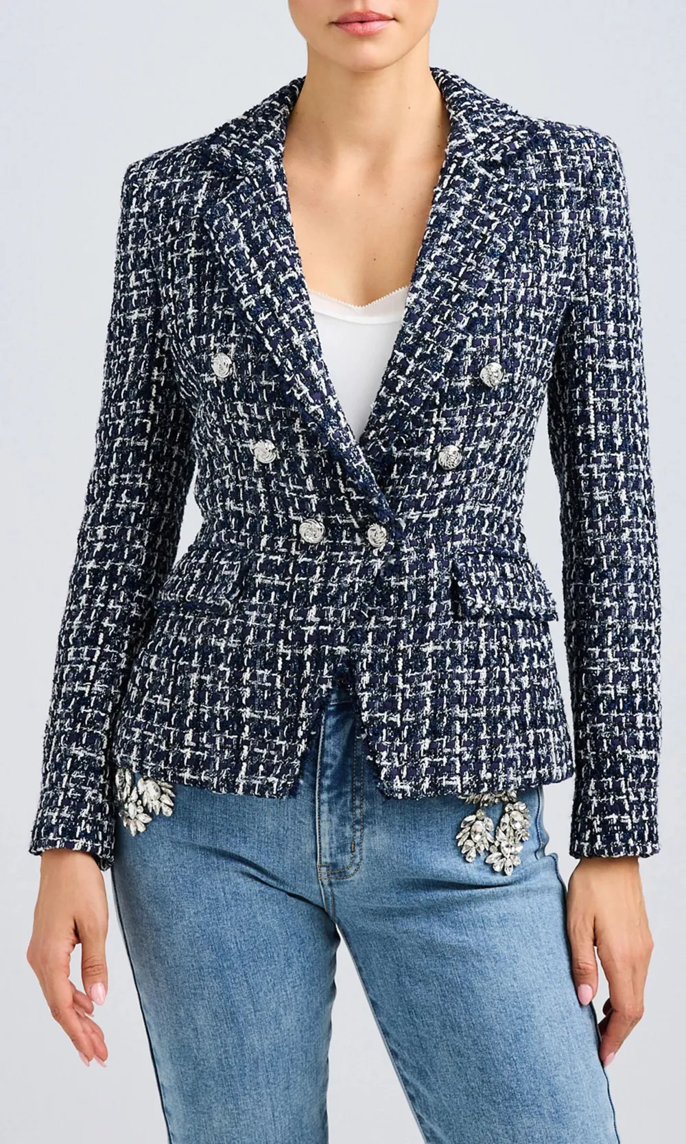 Casual Tweed Long Sleeve Blazer