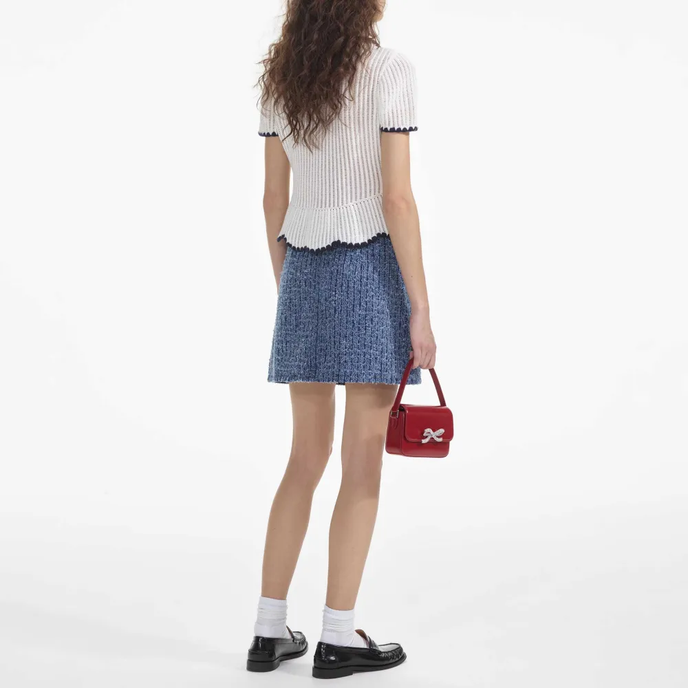 Textured Denim Mini Skirt