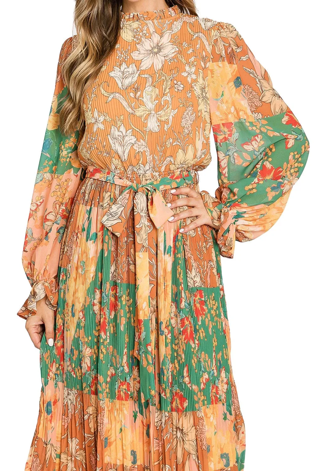 Floral Long Sleeve Midi Dress