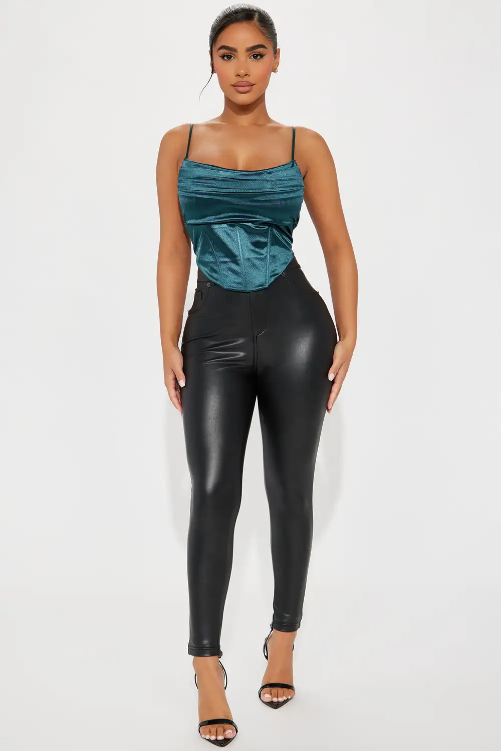 Date Night Satin Corset Top - Teal