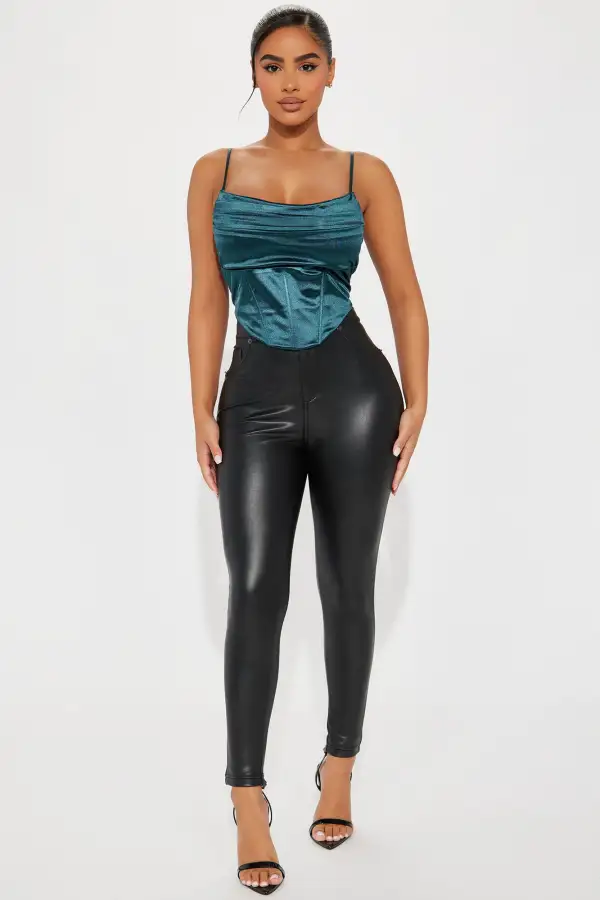 Date Night Satin Corset Top - Teal