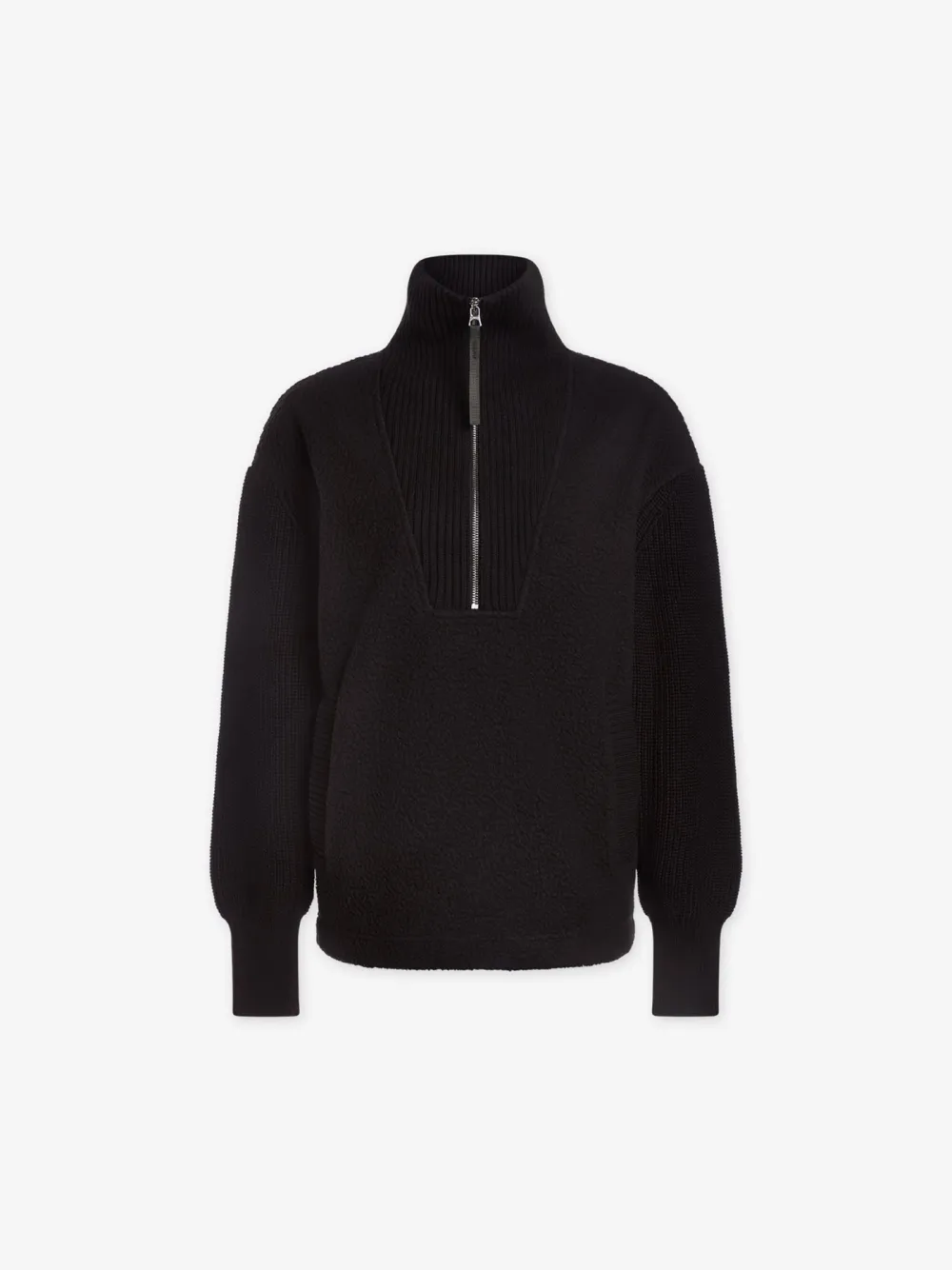 Cozy Half-Zip High-Collar Textured Sweatshirt
