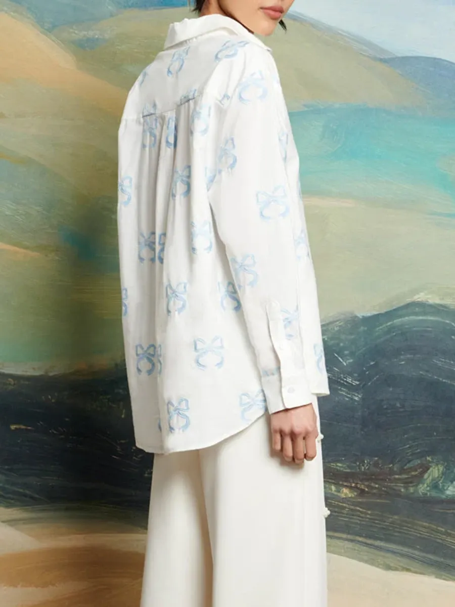 Casual Embroidered Long Sleeve Shirt