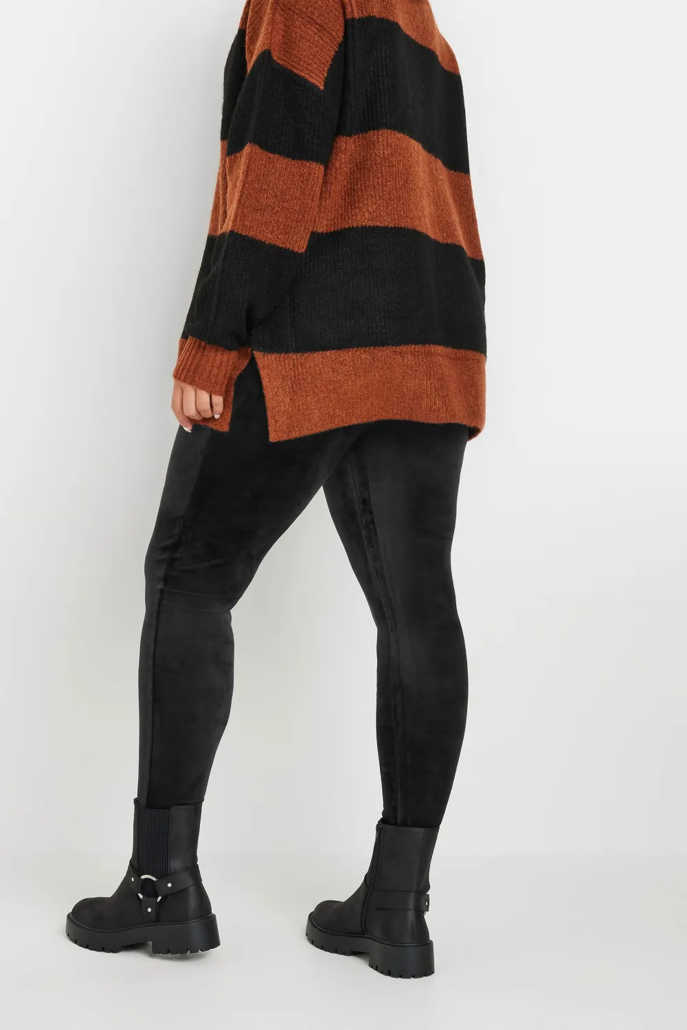 YOURS Curve Black Velour Leggings