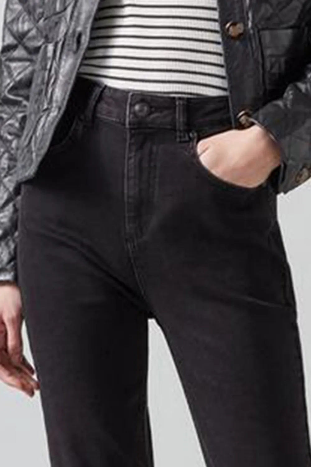 Black Straight Leg Denim Trousers