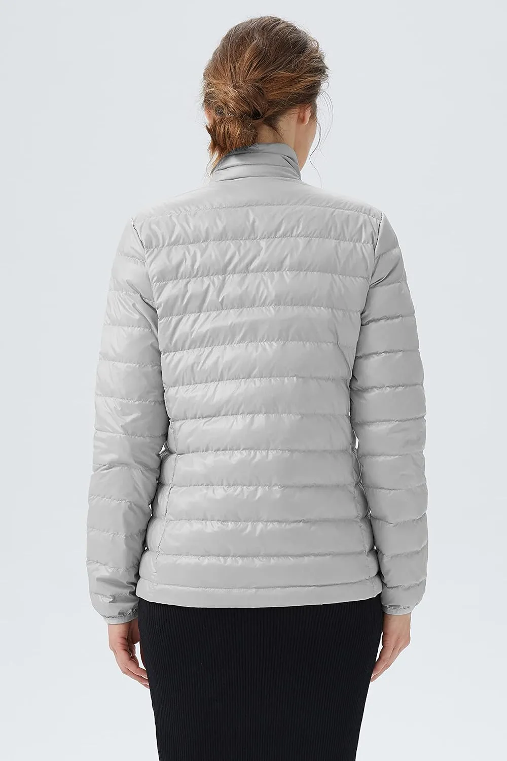 Women's Lightweight Packable Down Jacket Quilted Puffer Coat with Stand Collar