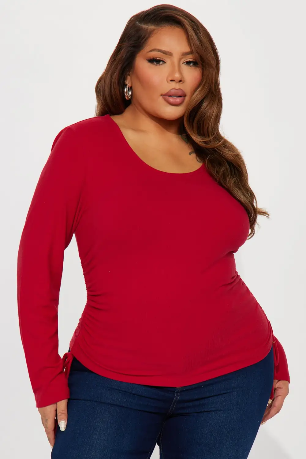 Jamie Ruched Top - DarkRed